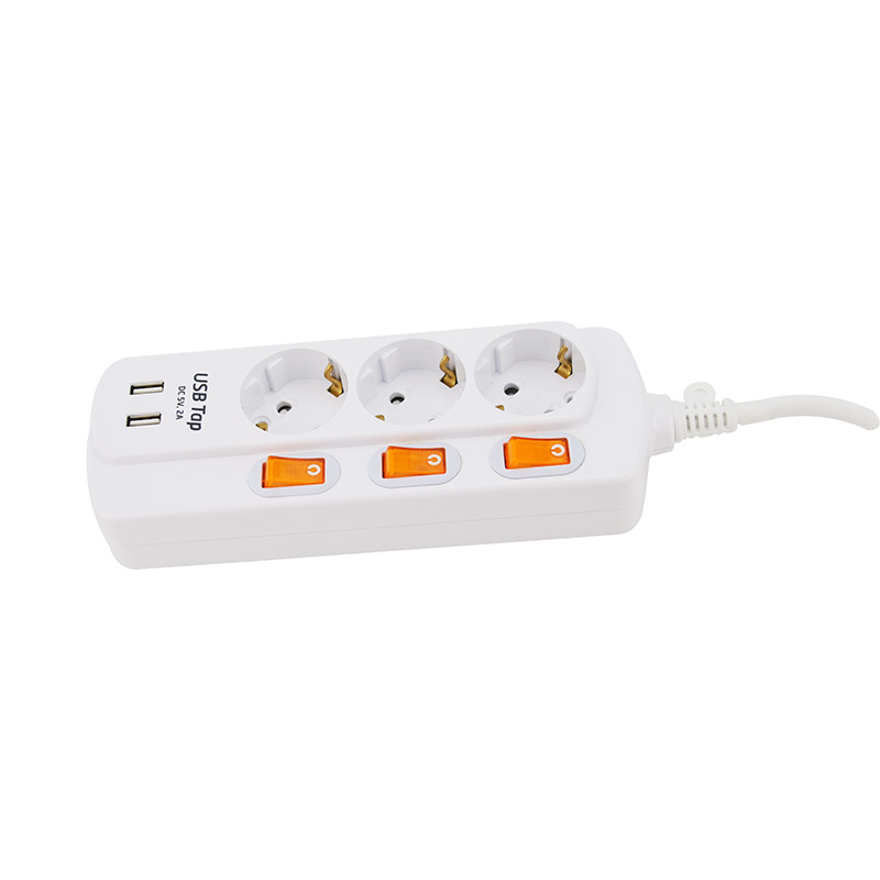 Chemical resistentia III Outlets EU Standard Shotp Singkket et II USB Portus et III singula Switch